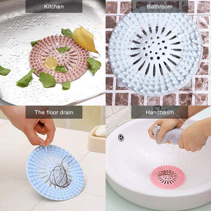 Emoly Silicone Hair Catcher Shower Drain Covers, Easy to Install and Clean Suitï¼ŒUniversal Rubber Sink Strainerfor Bathroom Bathtub and Kitchen (5 Pack) - Image 2